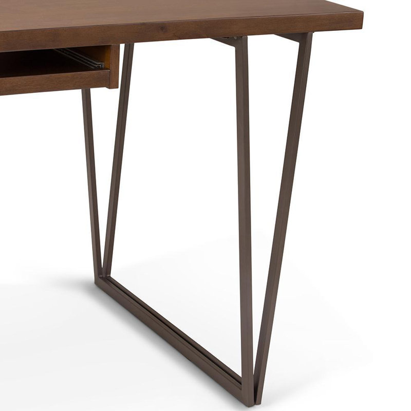 Ryder Natural Aged Brown Solid Pine Industrial Desk with Keyboard Tray