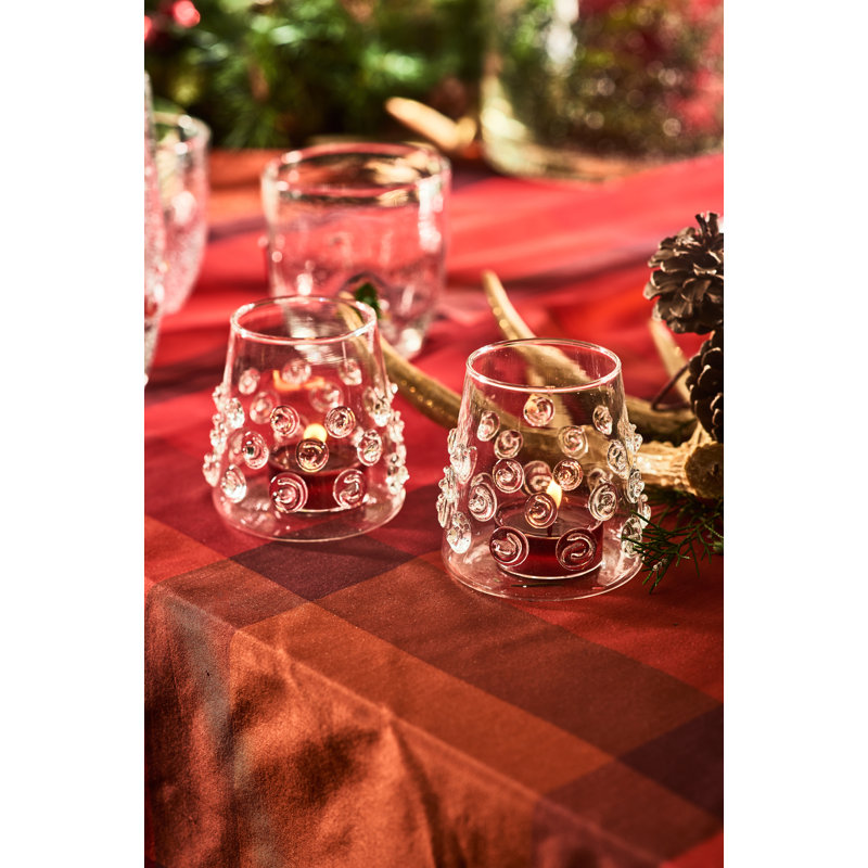 Clear Glass Votive Holder with Swirl Design, 3.25''