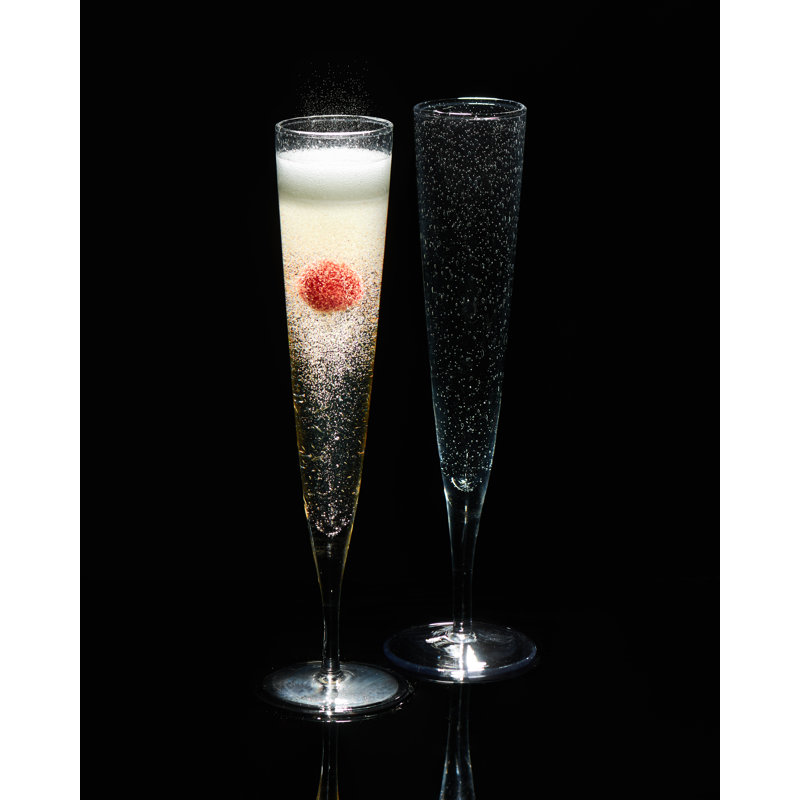 Handmade Clear Glass Bubble Champagne Flute Set, 8oz, Set of 4