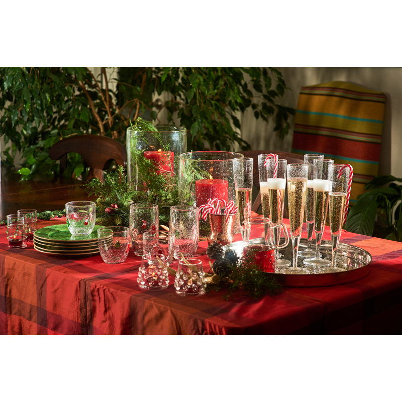 Handmade Clear Glass Bubble Champagne Flute Set, 8oz, Set of 4
