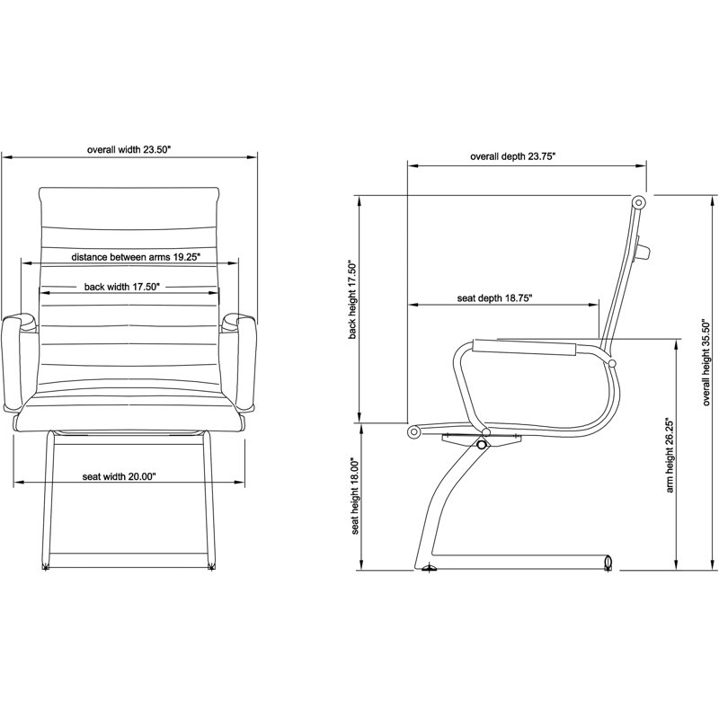 Modern White Leather Guest Chair with Polished Metal Frame