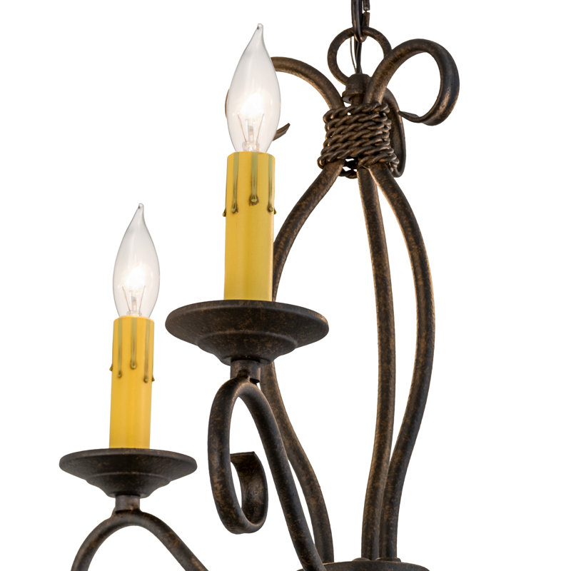 Chestnut Finish 3-Light Faux Amber Candle Chandelier