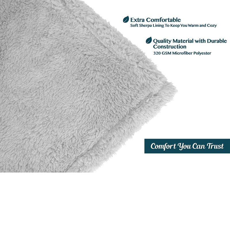 Light Gray Twin Faux Fur Sherpa Fleece Throw Blanket