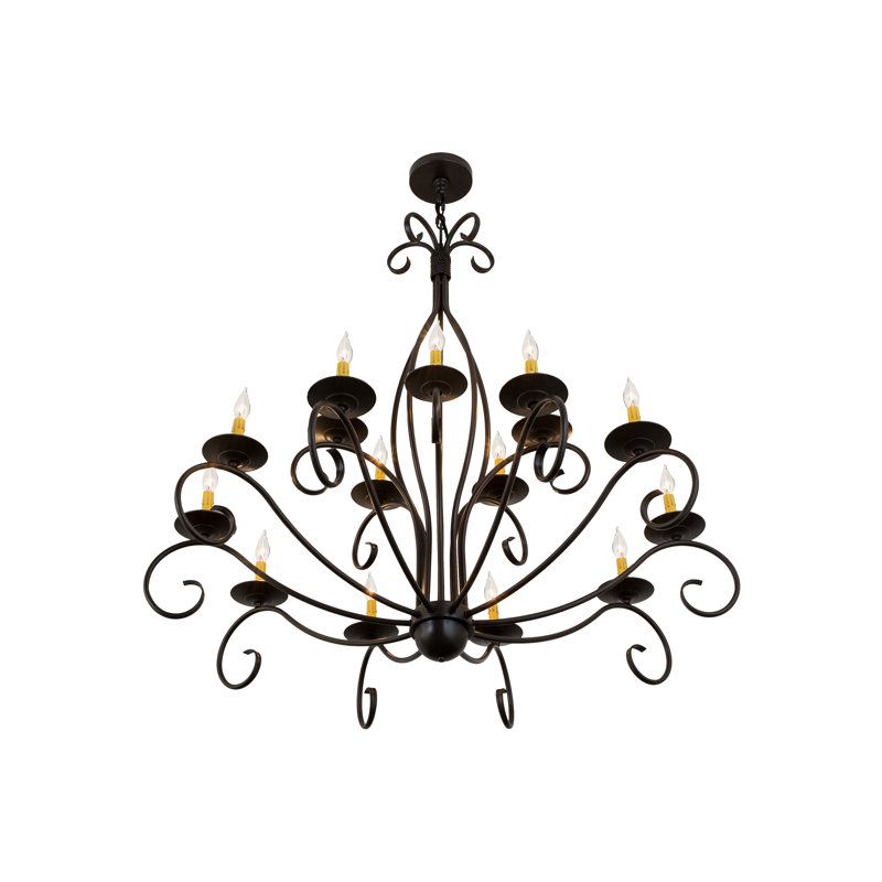 Timeless Bronze 15-Light Candle Chandelier with Scrolled Accents