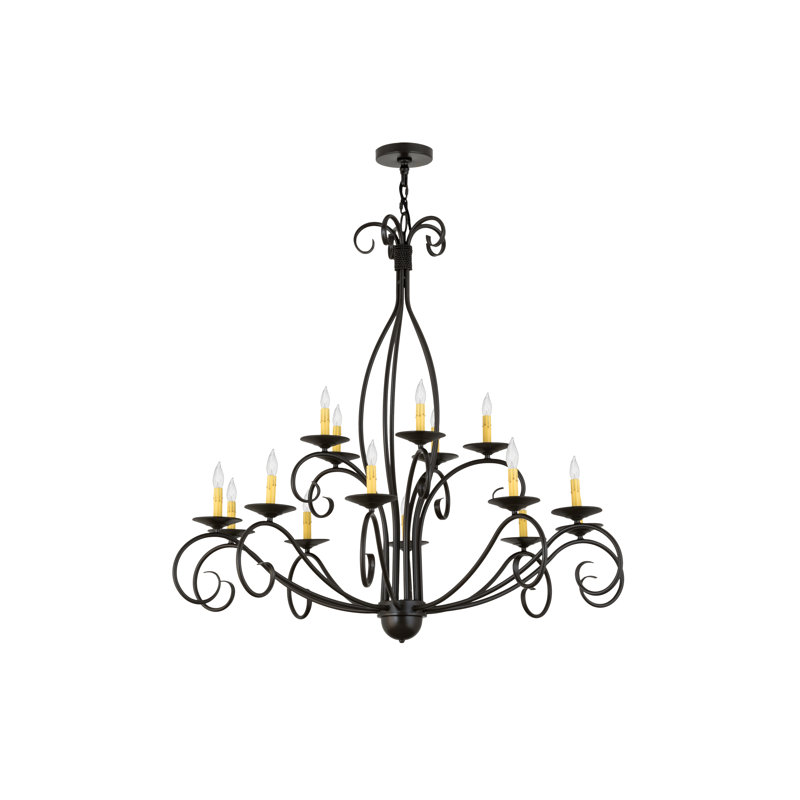 Timeless Bronze 15-Light Candle Chandelier with Scrolled Accents