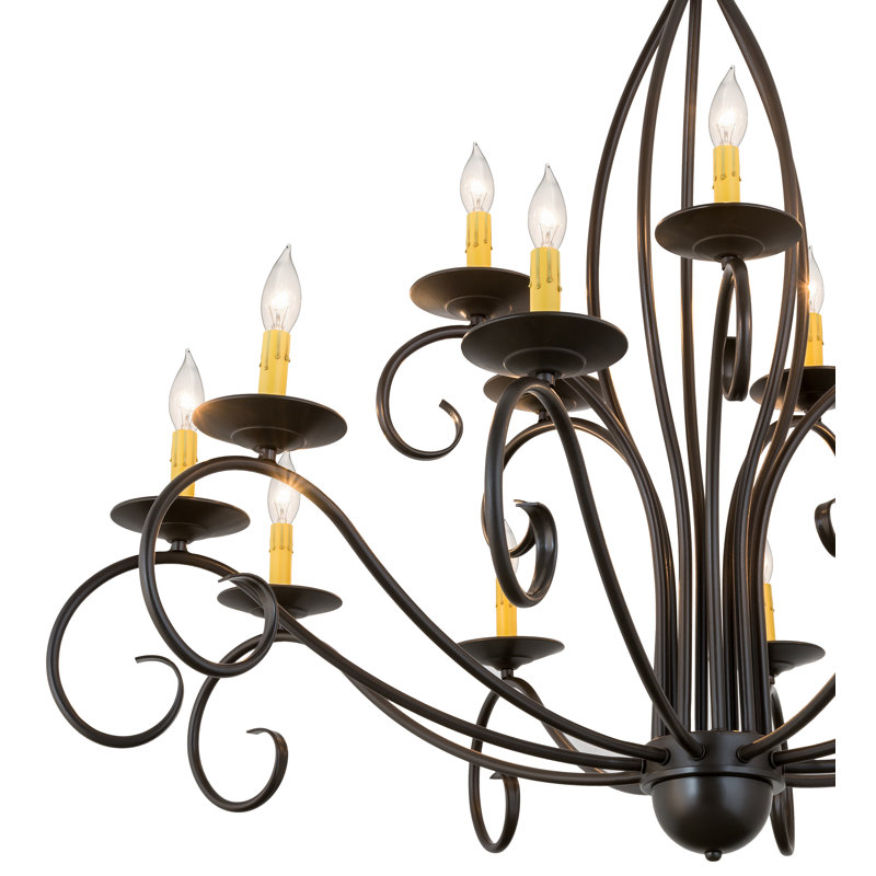 Timeless Bronze 15-Light Candle Chandelier with Scrolled Accents