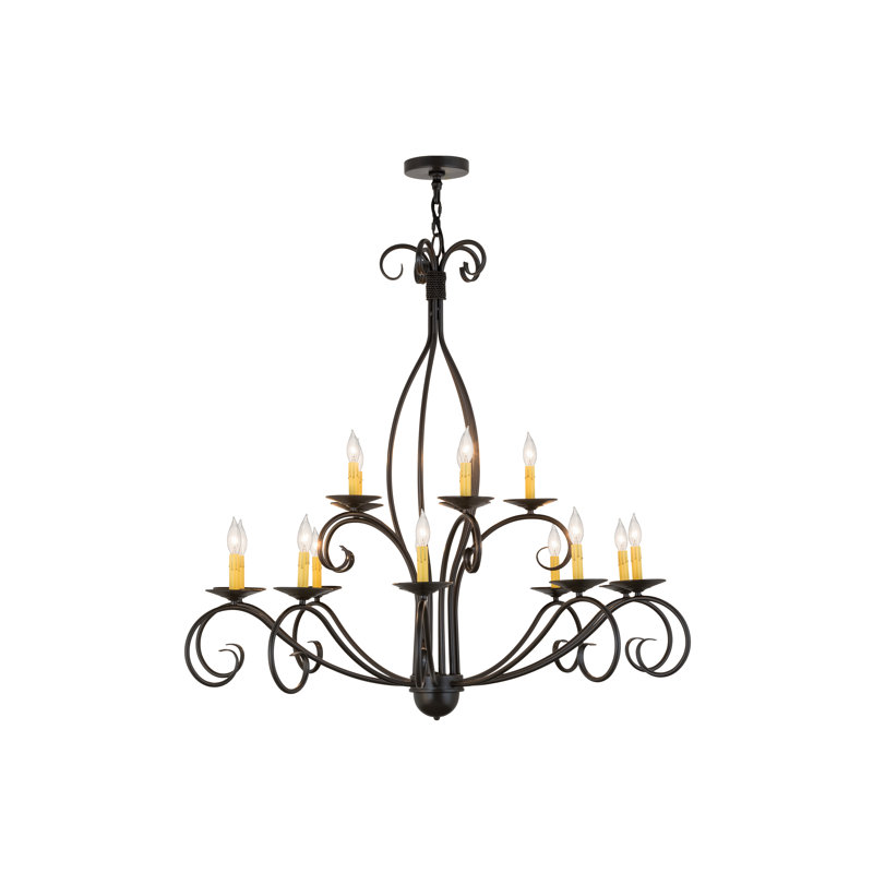 Timeless Bronze 15-Light Candle Chandelier with Scrolled Accents