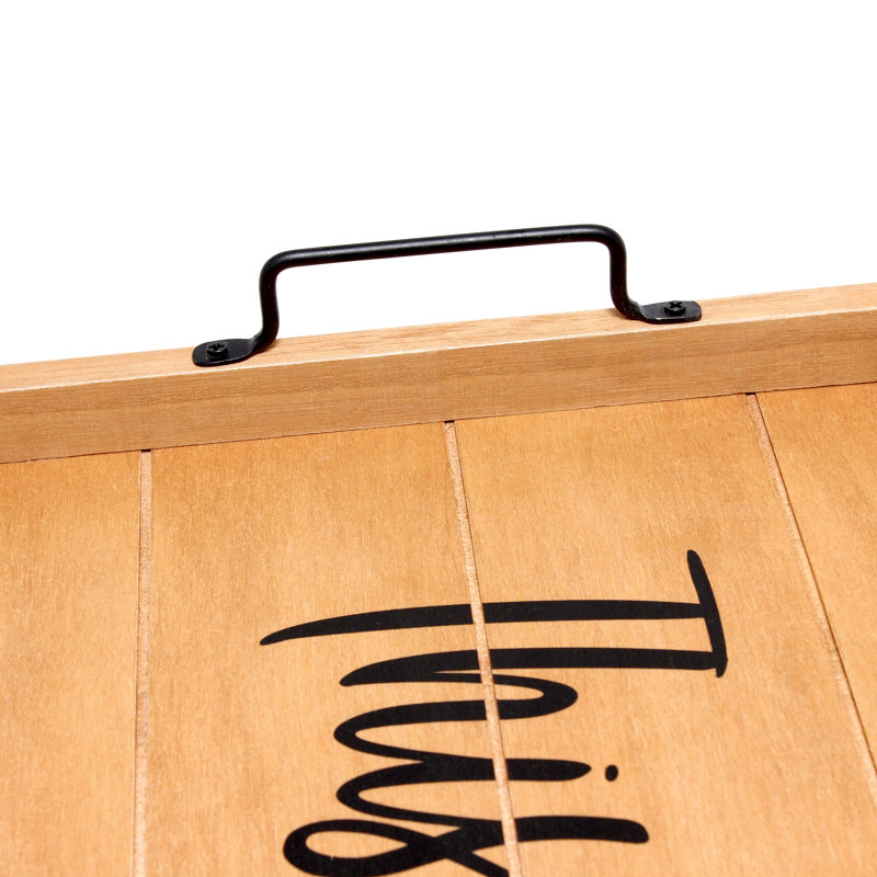 15.5'' Natural Wood & Black Metal 'This is Us' Serving Tray