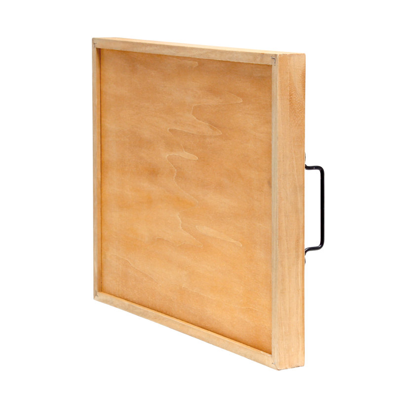 15.5'' Natural Wood & Black Metal 'This is Us' Serving Tray