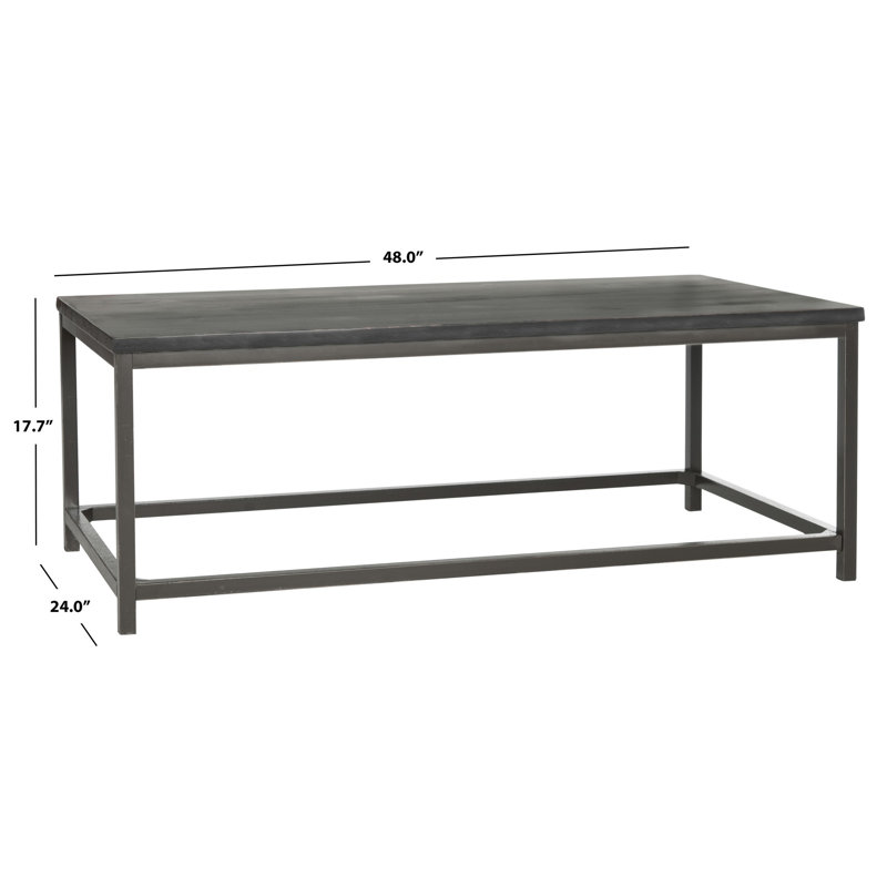 Distressed Black Pine Wood Rectangular Coffee Table