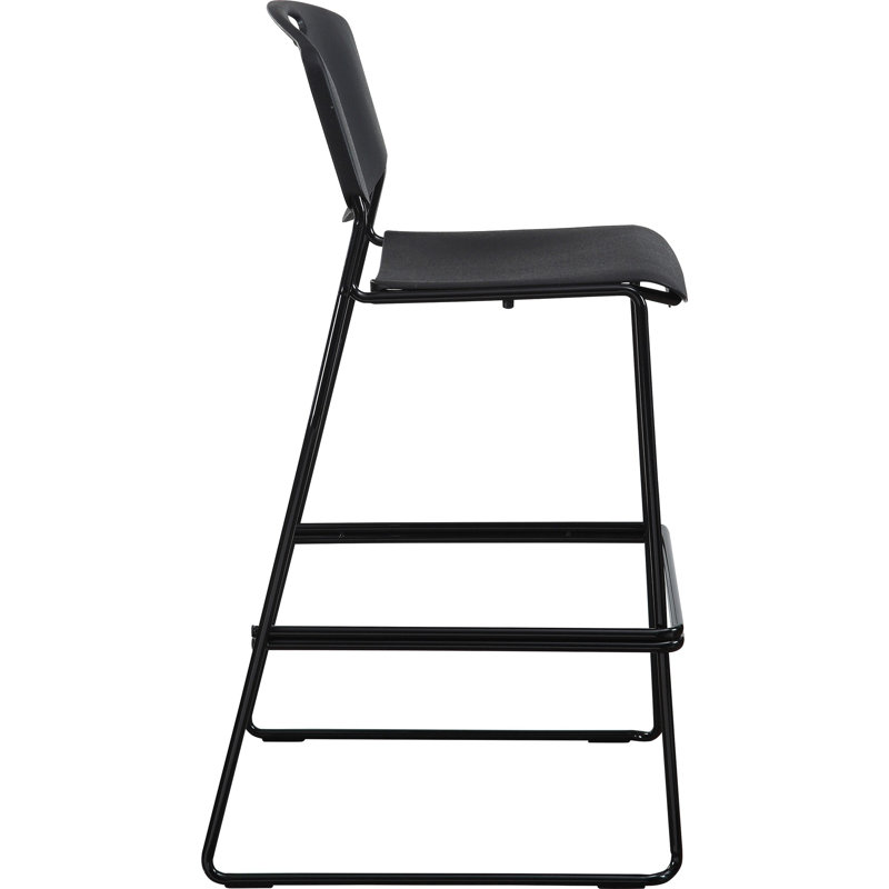 Sleek Black Steel and Acrylic Stacking Bistro Chair, Set of 2