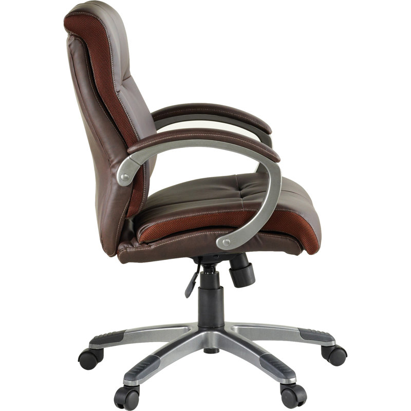 Elegant Brown Bonded Leather Swivel Executive Chair