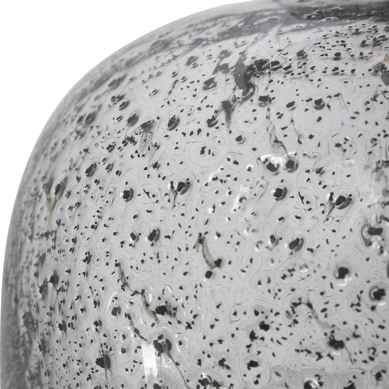 23" Black and Light Gray Glass Table Lamp with Linen Shade
