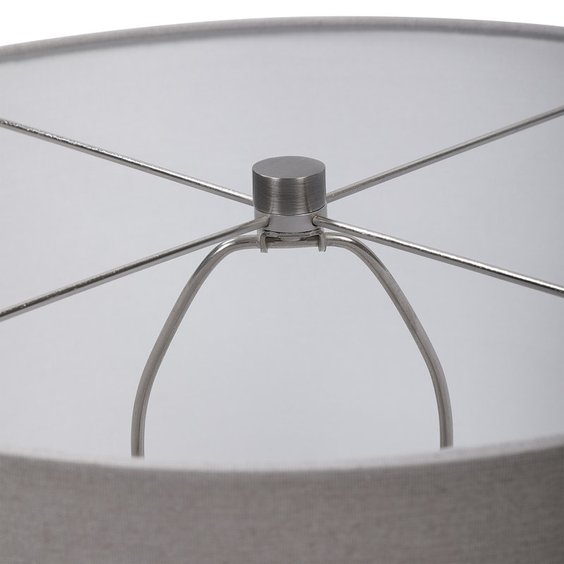 23" Black and Light Gray Glass Table Lamp with Linen Shade