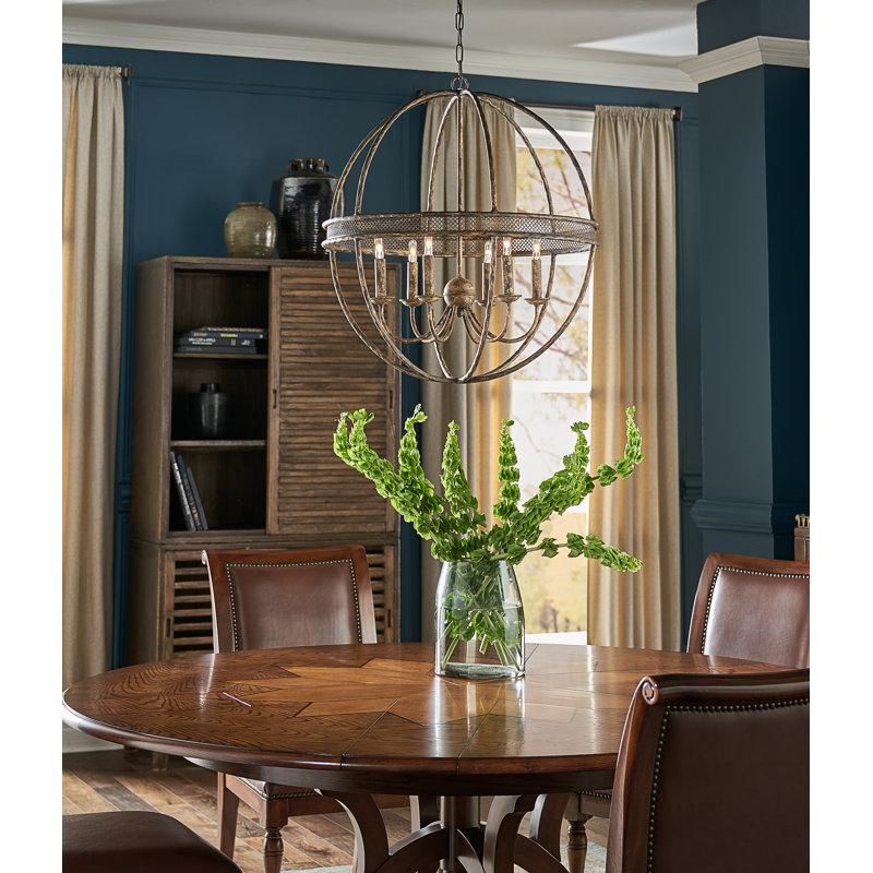 Tuscan Aged Iron 6-Light Geometric Sphere Chandelier