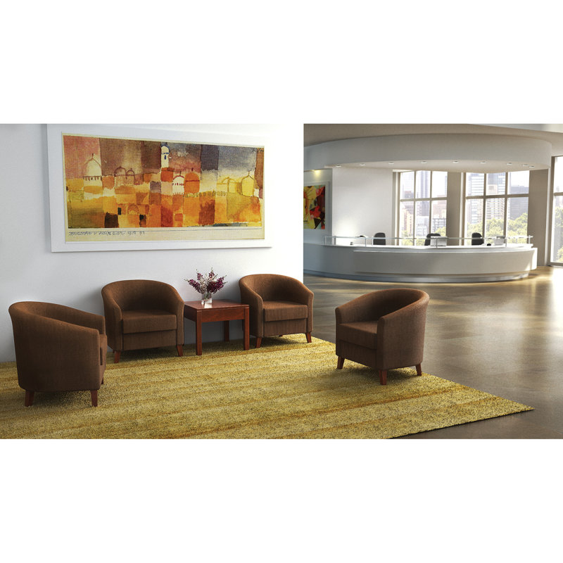 Elegant Black Barrel Armchair with Thick Cushion and Wood Frame