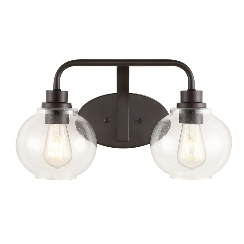 Sandrine French Country 17.5" Oil-Rubbed Bronze Vanity Light with Clear Seeded Glass