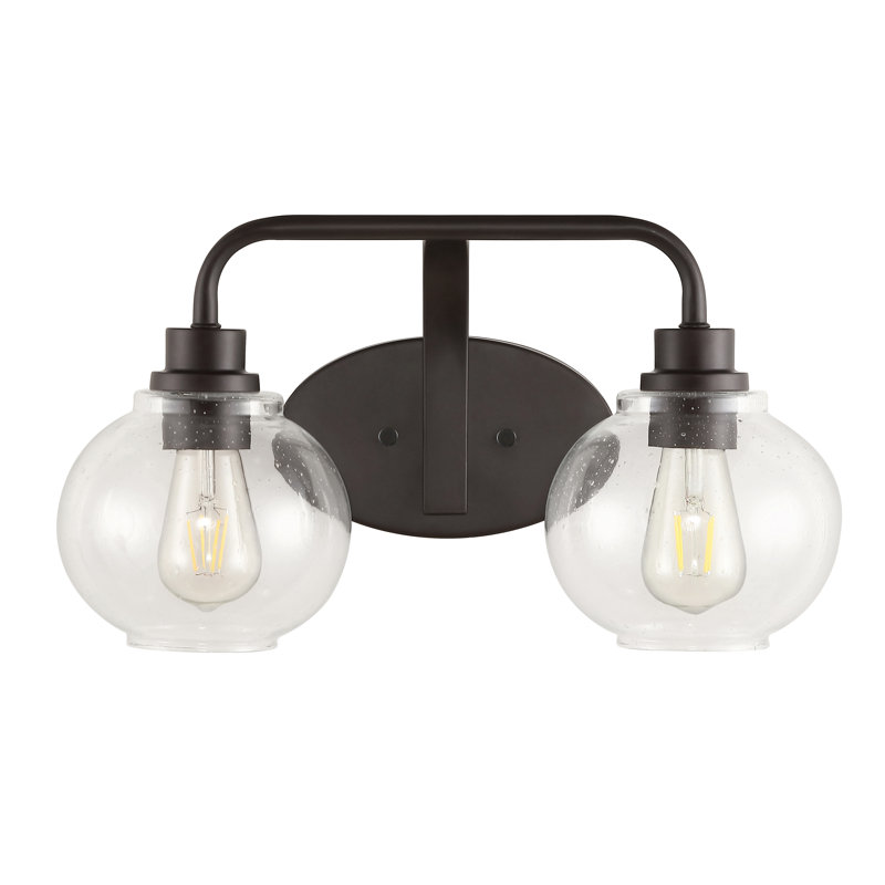 Sandrine French Country 17.5" Oil-Rubbed Bronze Vanity Light with Clear Seeded Glass