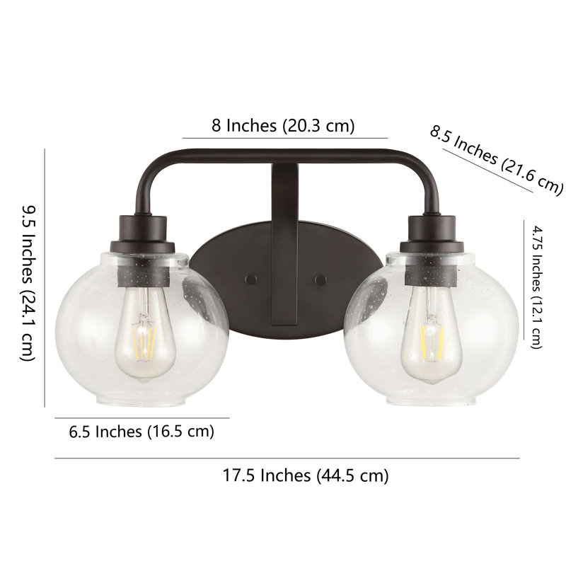 Sandrine French Country 17.5" Oil-Rubbed Bronze Vanity Light with Clear Seeded Glass