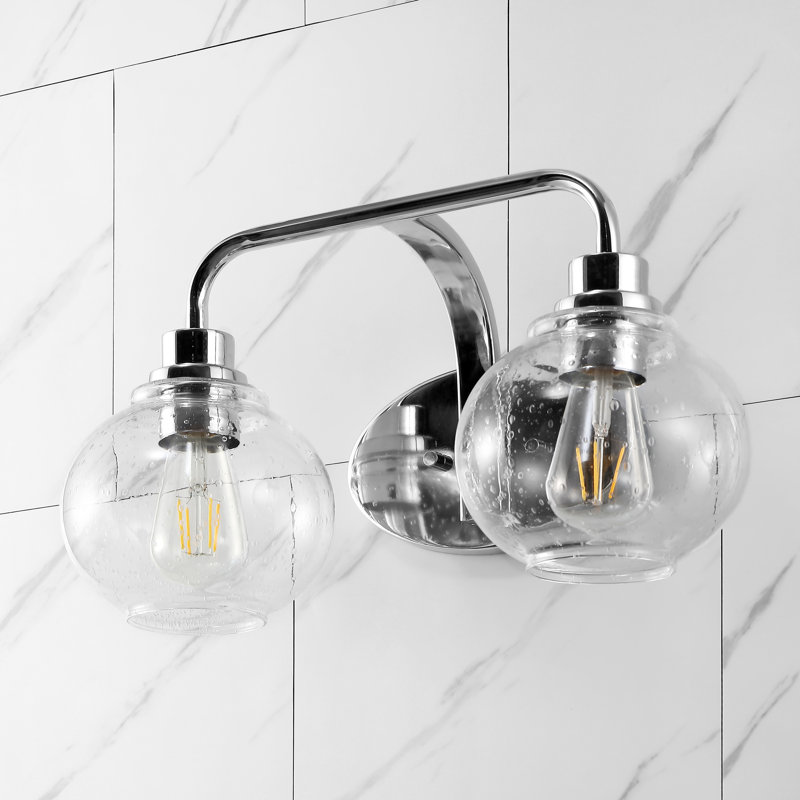 Sandrine Chrome Seeded Glass 17.5" Rustic LED Vanity Light