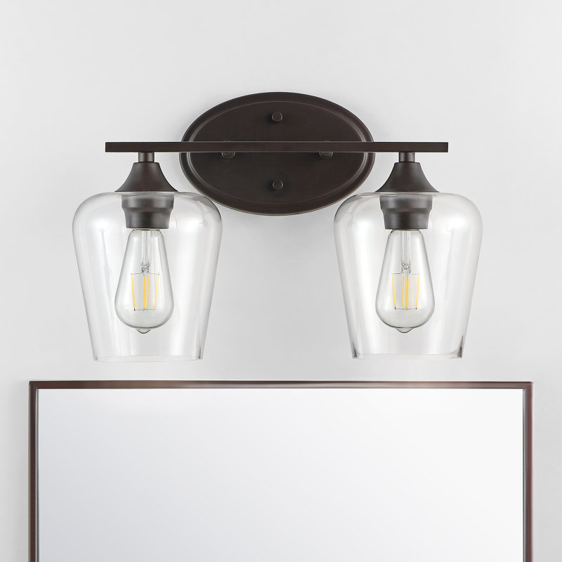 Jayne 16" Oil-Rubbed Bronze and Clear Glass Vanity Light