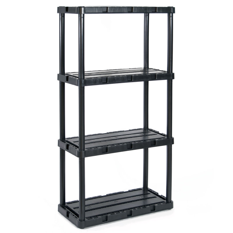 Versatile 24'' Black Plastic 4-Shelf Storage Organizer