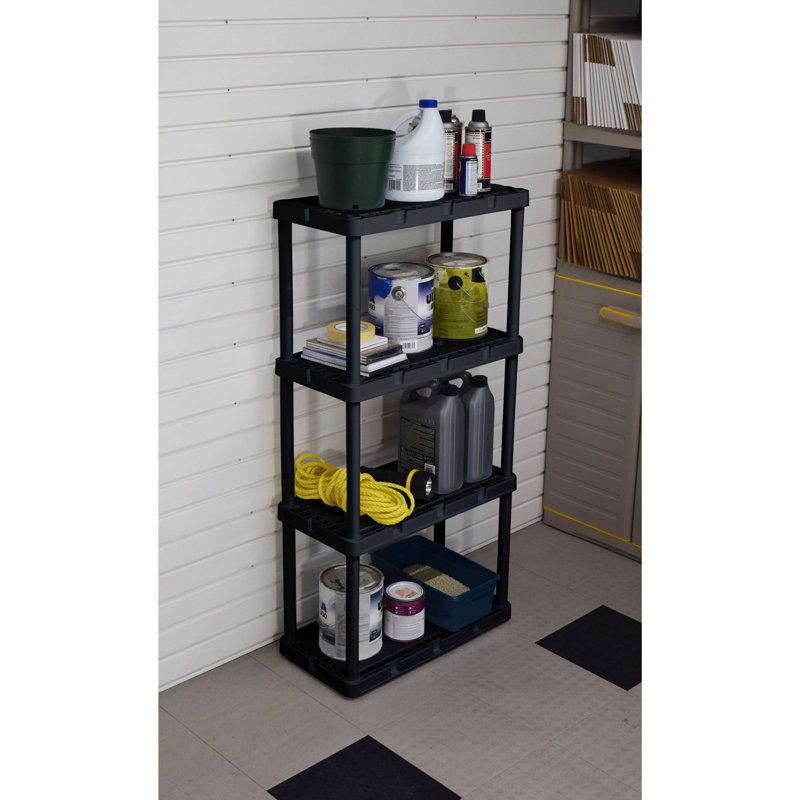 Versatile 24'' Black Plastic 4-Shelf Storage Organizer
