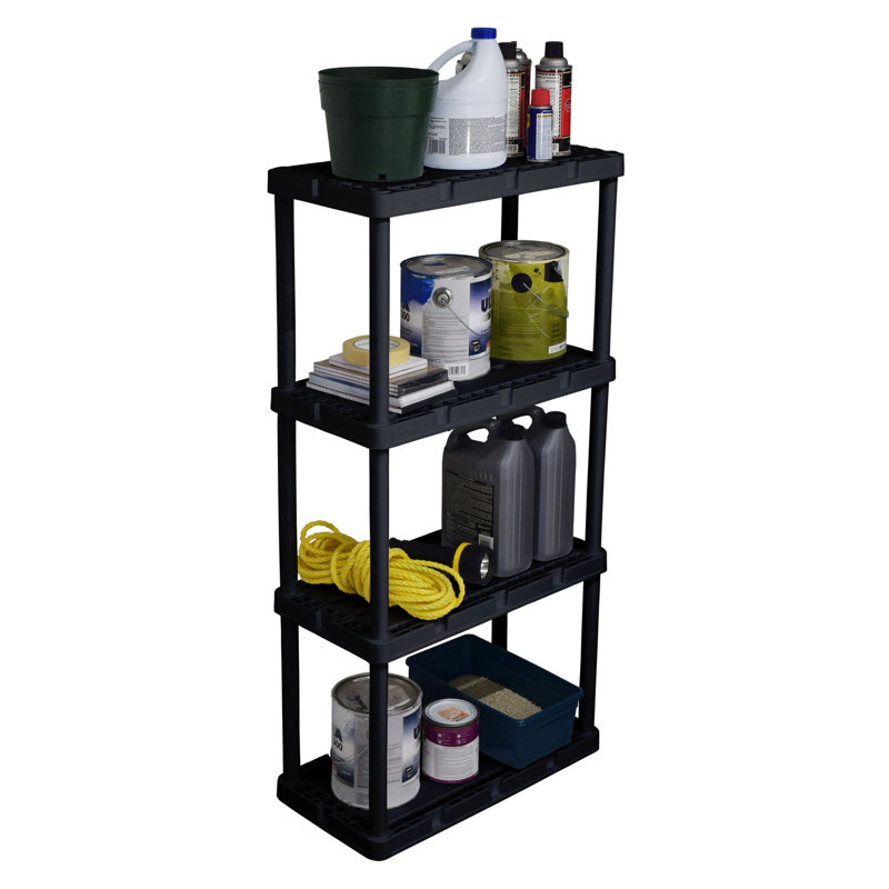 Versatile 24'' Black Plastic 4-Shelf Storage Organizer
