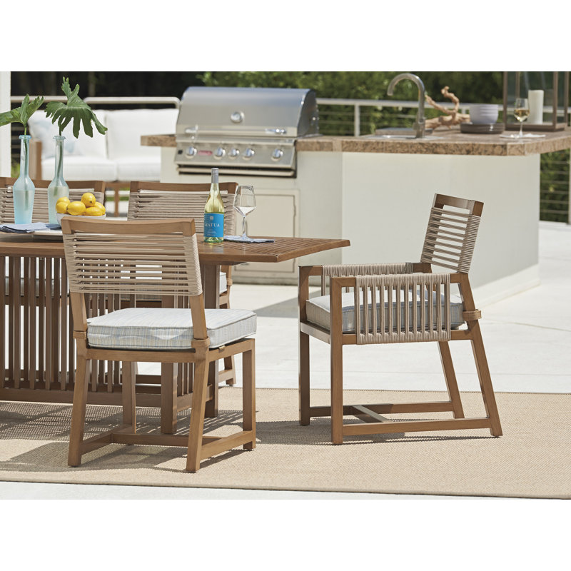 Contemporary Teak Finish Dining Chair with Cushions