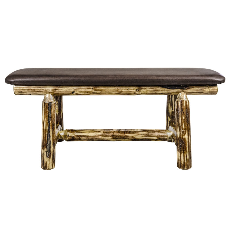 Glacier Country Rustic Plank-Style 45" Bench with Saddle Upholstery