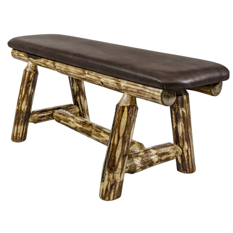 Glacier Country Rustic Plank-Style 45" Bench with Saddle Upholstery