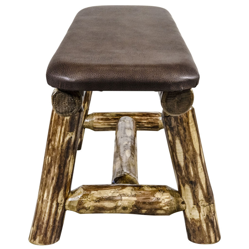 Glacier Country Rustic Plank-Style 45" Bench with Saddle Upholstery