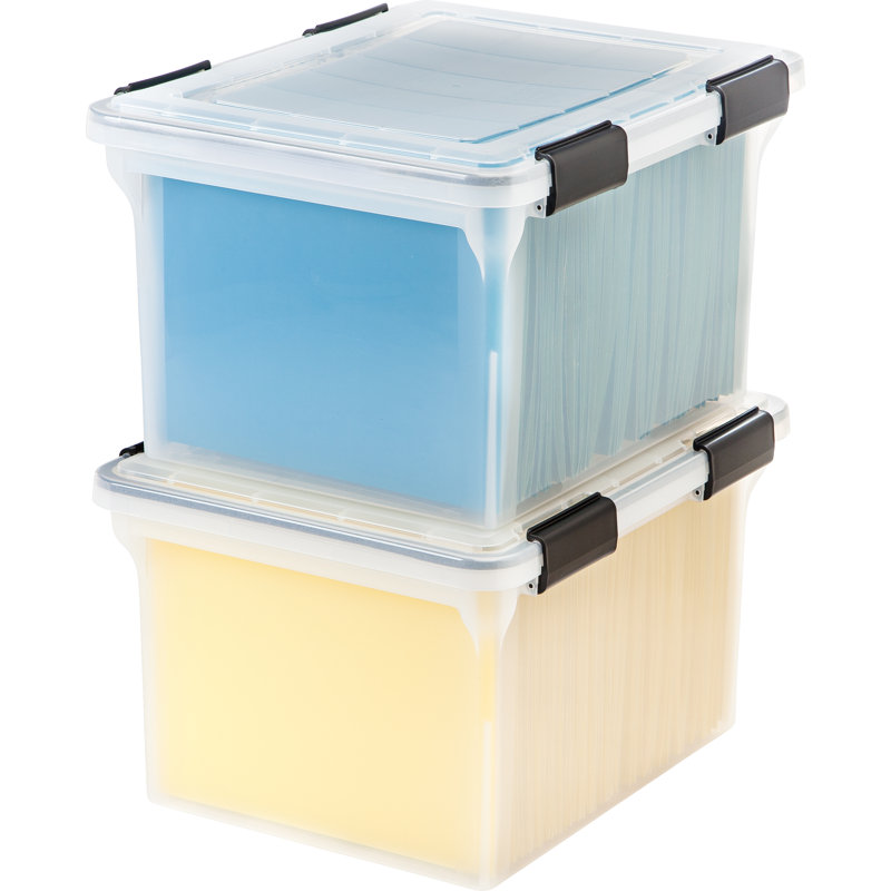 Clear 32 Quart Weathertight Plastic File Storage Box Set