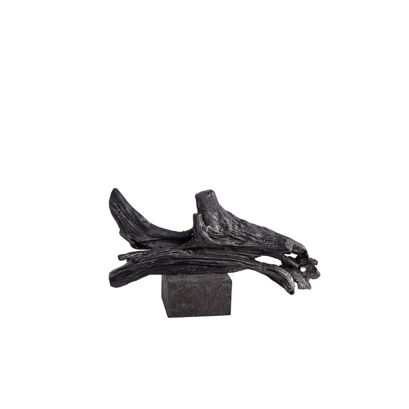 Modern Cast Iron Driftwood Sculpture with Marble Base