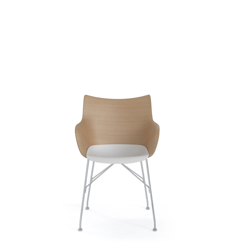 Philippe Starck Q-Wood Slatted Dark Ash and Black Metal Armchair