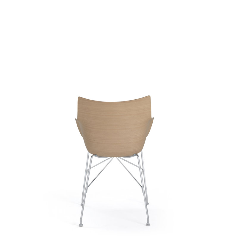 Philippe Starck Q-Wood Slatted Dark Ash and Black Metal Armchair