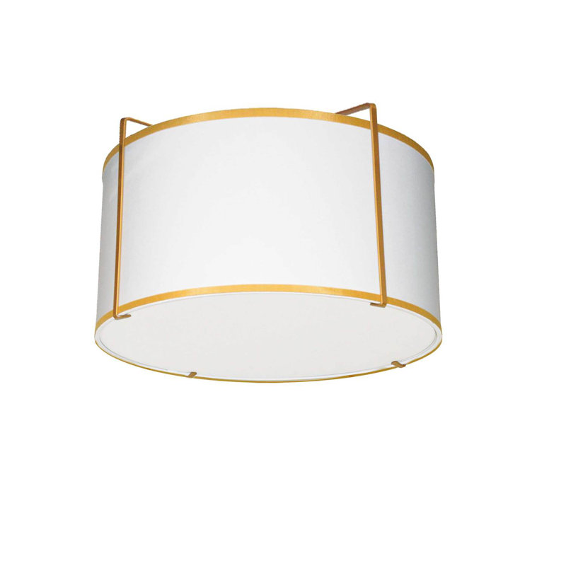 Aged Brass and Crystal Drum Ceiling Light, 12-inch