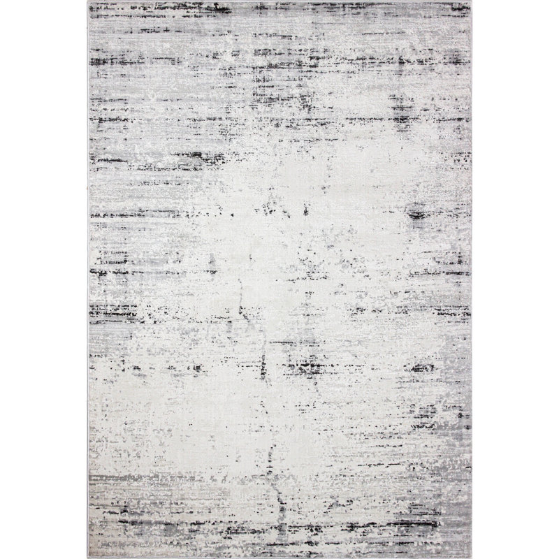Coastal Abstract Gray Synthetic 4' x 6' Accent Rug