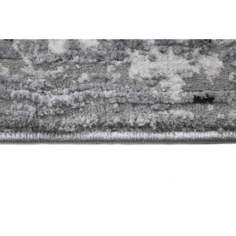 Coastal Abstract Gray Synthetic 4' x 6' Accent Rug
