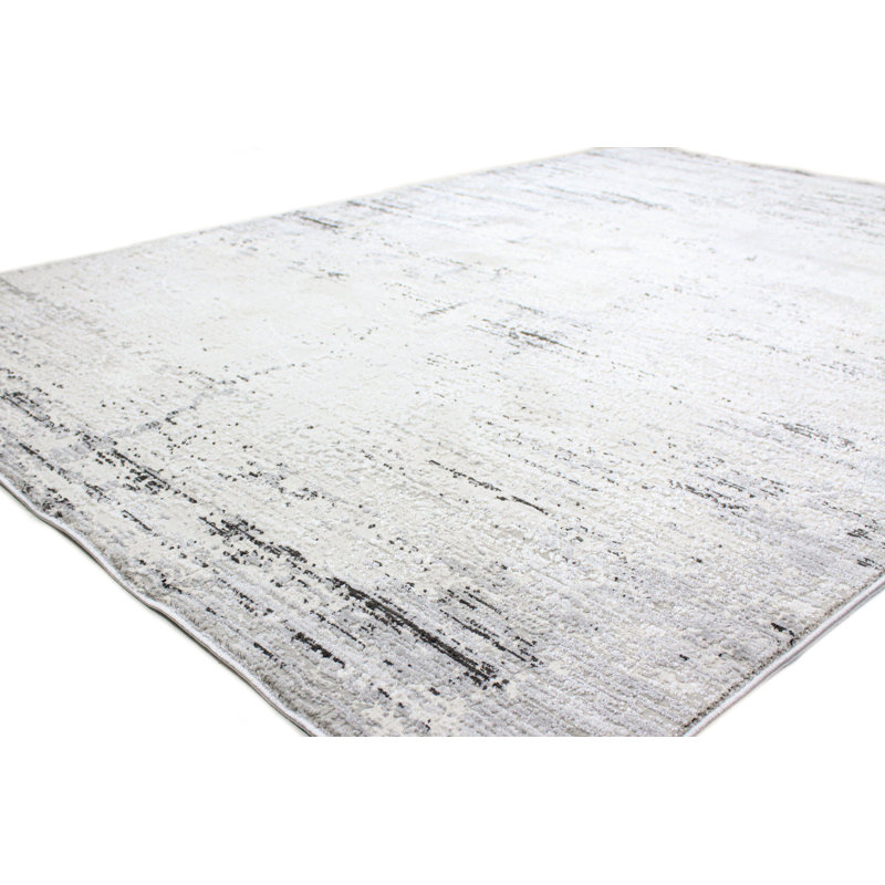 Coastal Abstract Gray Synthetic 4' x 6' Accent Rug