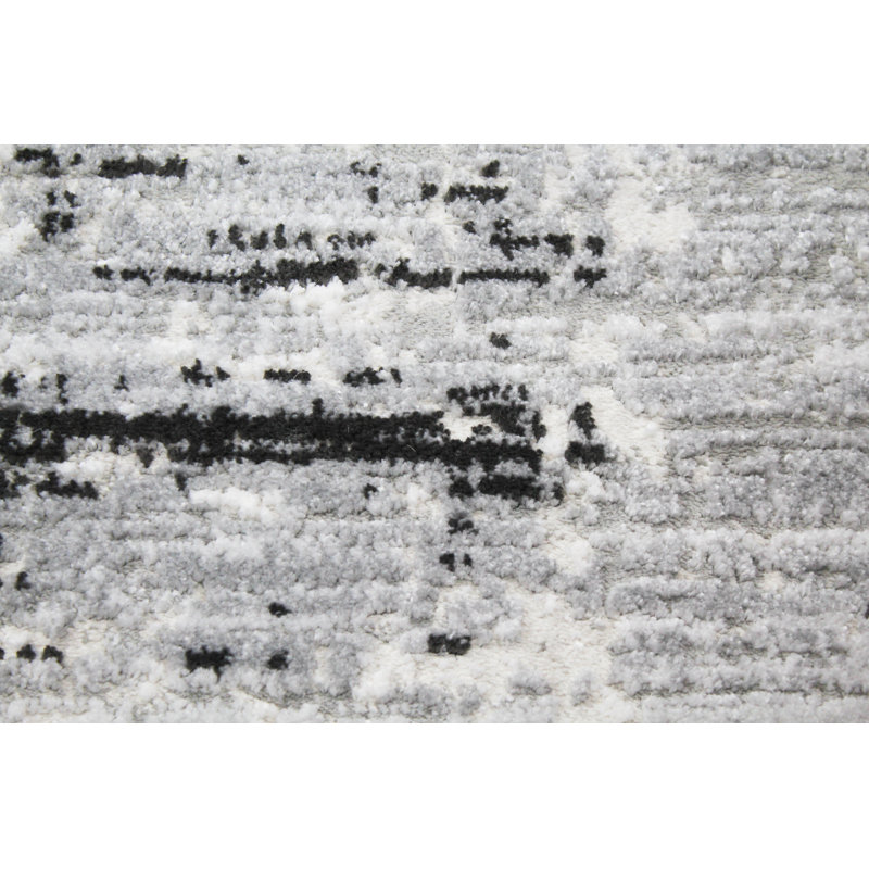 Coastal Abstract Gray Synthetic 4' x 6' Accent Rug
