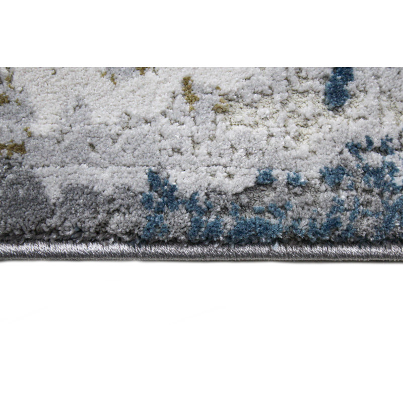 Modern Abstract Blue 8' x 10' Rectangular Synthetic Area Rug
