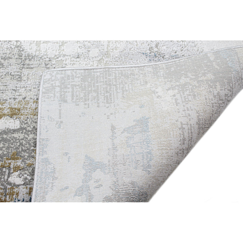 Modern Abstract Blue 8' x 10' Rectangular Synthetic Area Rug