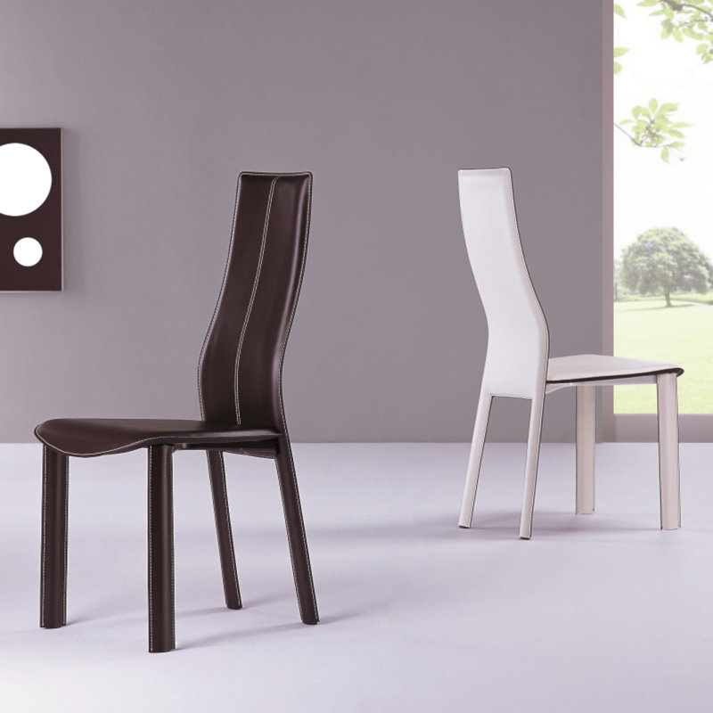 White High Back Leather Upholstered Side Chair