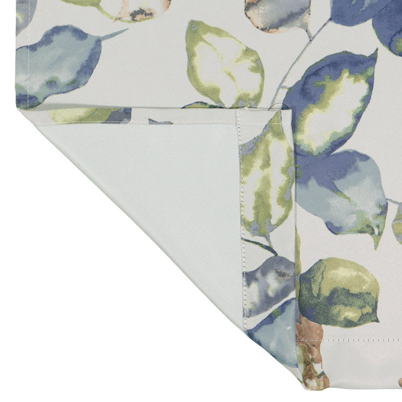 Blue Floral Polyester Room Darkening Curtain Panel