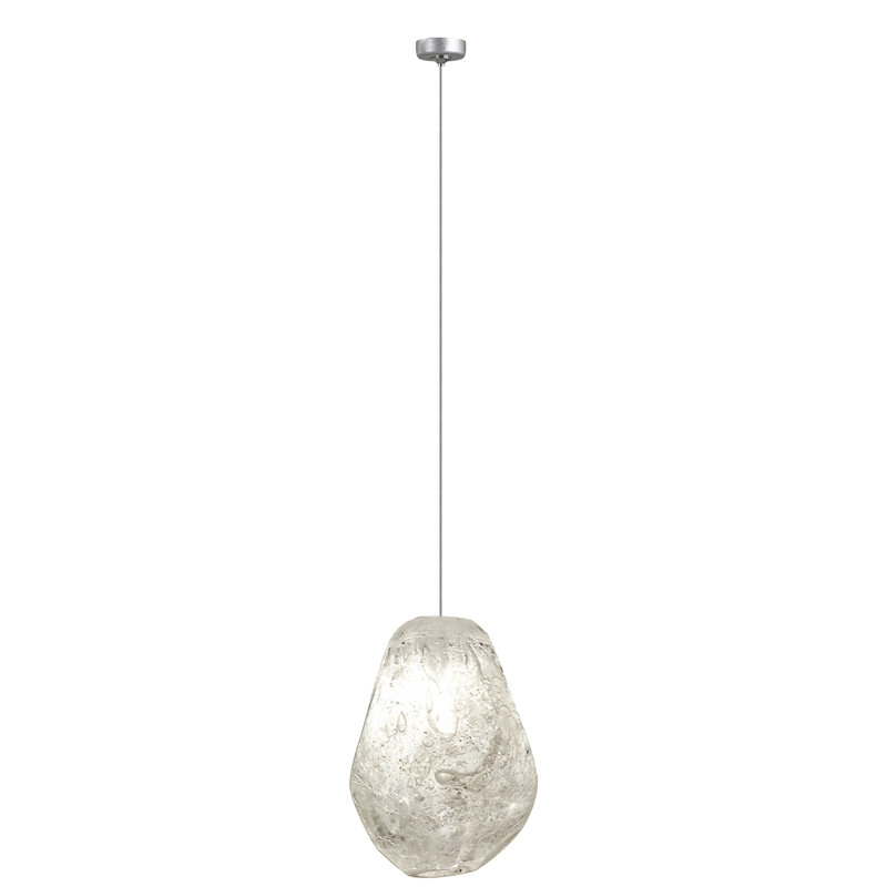 Mini Quartz Glass LED Drop Pendant with Silver Leaf Canopy