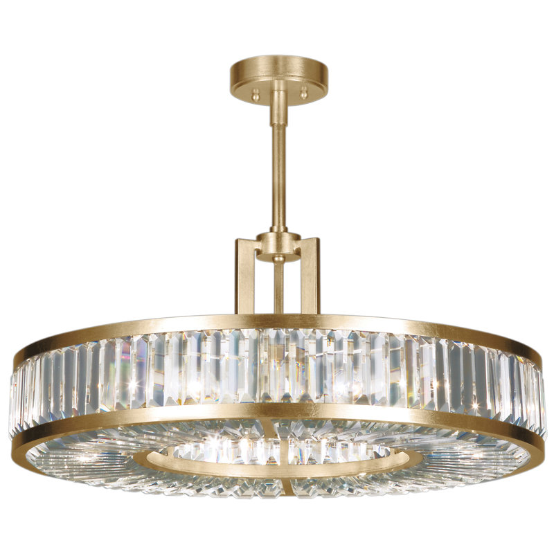 Enchanted Aura 6-Light Gold Leaf Crystal Drum Pendant