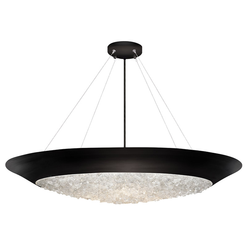 Lunar Radiance Crystal & Silver Leaf LED Pendant Light