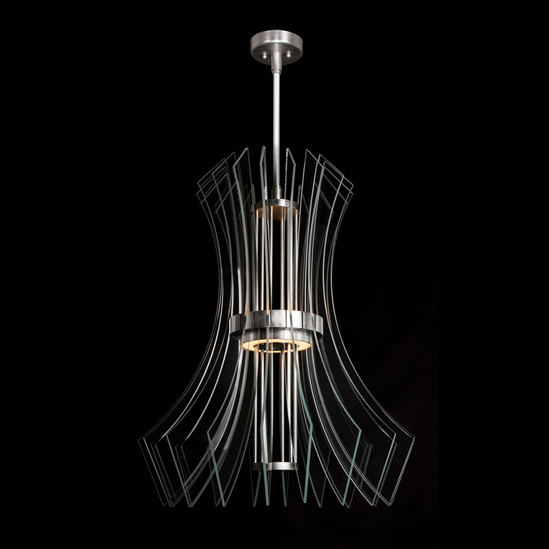 Silver LED Pendant with Crystal Accents