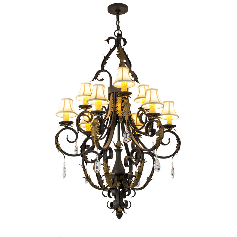 Ingrid Timeless Bronze 9-Light Chandelier with Cream Trumpet Shades